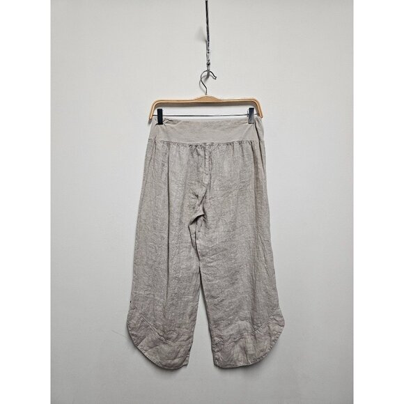 100% Linen Italian Cropped Trousers Size Large - Picture 5 of 8